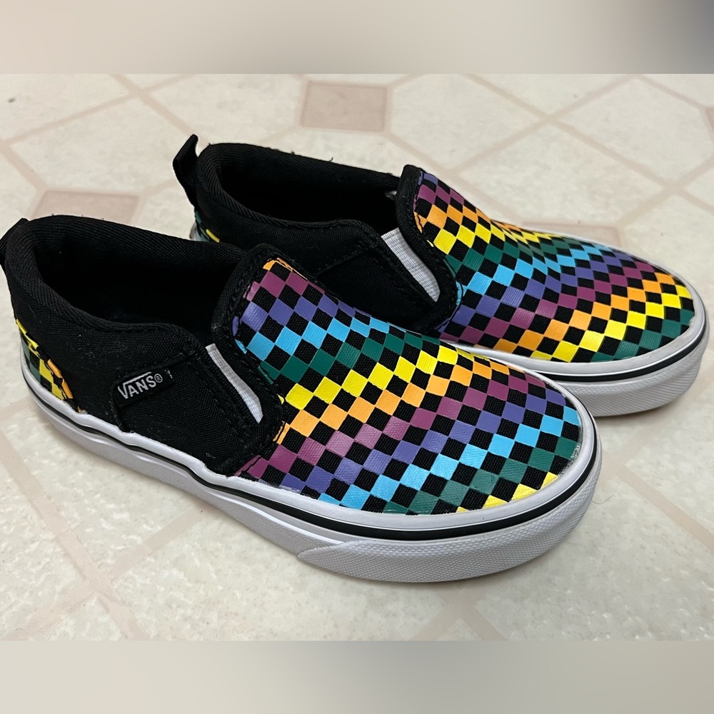Vans Rainbow youth Slip ons size 11.